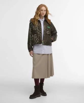 Barbour x GANNI Leopardmönstrad vaxad anorak
