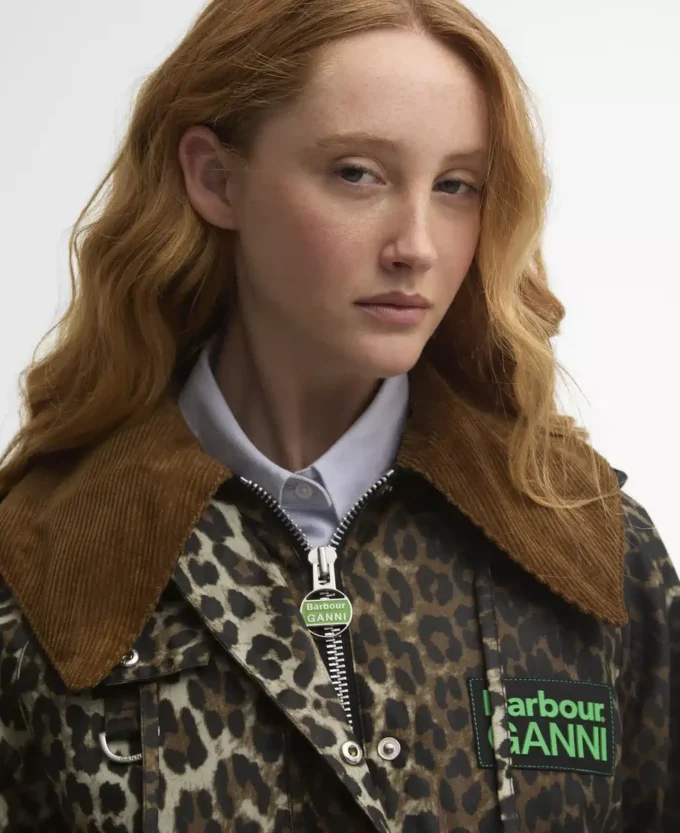 Barbour x GANNI Leopardmönstrad vaxad anorak Barbour x GANNI Leopardmönstrad vaxad anorak