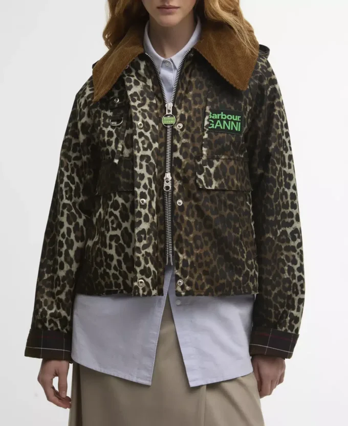 Barbour x GANNI Leopardmönstrad vaxad anorak Barbour x GANNI Leopardmönstrad vaxad anorak