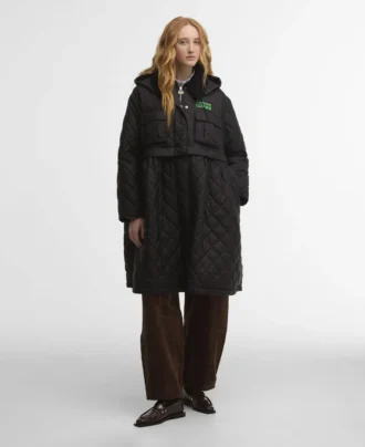 Barbour x GANNI Peplum lång quiltad jacka