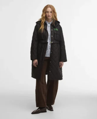 Barbour x GANNI Peplum lång quiltad jacka