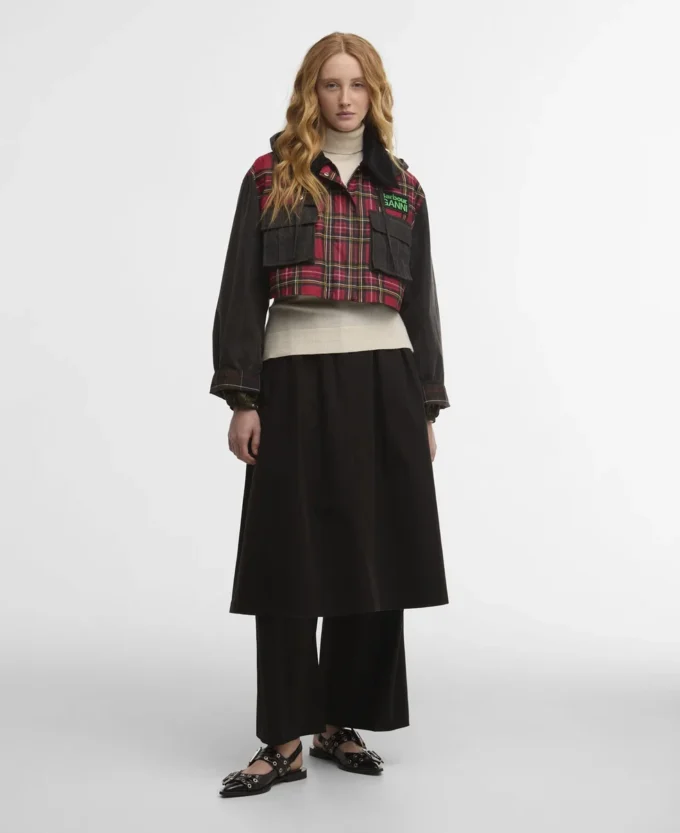 Barbour x GANNI Tartan Peplum Waxed Jacket Barbour x GANNI Tartan Peplum Waxed Jacket