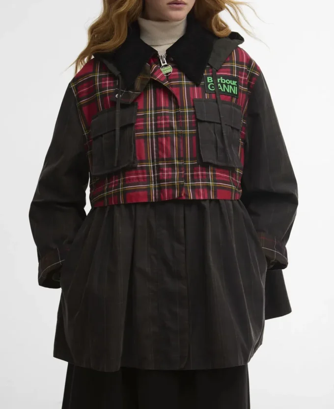 Barbour x GANNI Tartan Peplum Waxed Jacket Barbour x GANNI Tartan Peplum Waxed Jacket
