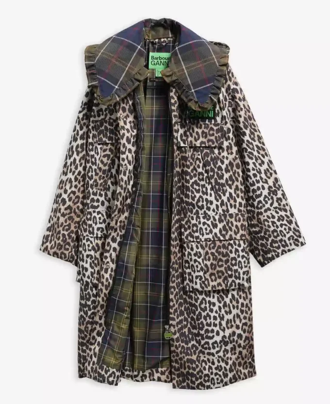 Barbour x GANNI Vattentät parkasjacka med leopardmönster Barbour x GANNI Vattentät parkasjacka med leopardmönster